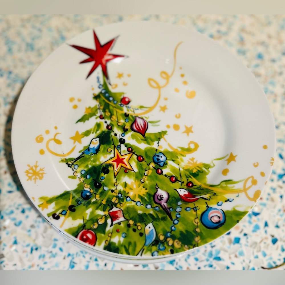 Pottery Barn Christmas Tree Salad Plate Set